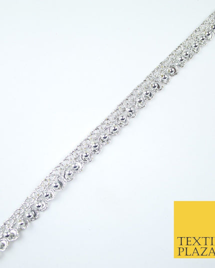 15 COLOURS - Premium Slim Sequin Pearl Beaded Ribbon Trim Border Lace - 1cm Wide