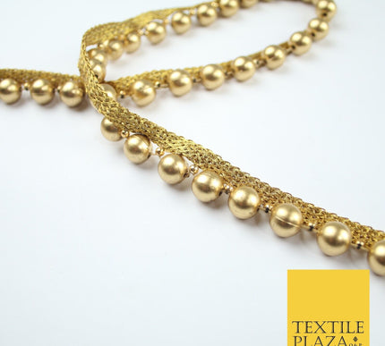 Full Matt Gold Large 1cm Pearl Beaded Ribbon Trim Border Lace - 1.5cm Wide X588