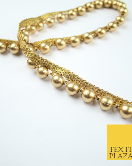 Full Matt Gold Large 1cm Pearl Beaded Ribbon Trim Border Lace - 1.5cm Wide X588