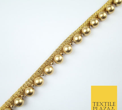 Full Matt Gold Large 1cm Pearl Beaded Ribbon Trim Border Lace - 1.5cm Wide X588