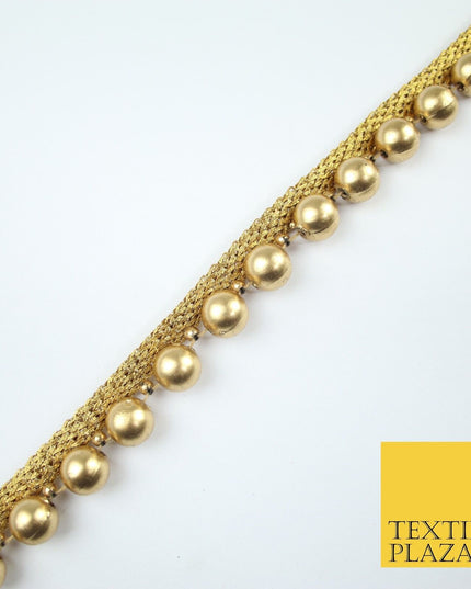 Full Matt Gold Large 1cm Pearl Beaded Ribbon Trim Border Lace - 1.5cm Wide X588