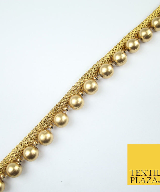 Full Matt Gold Large 1cm Pearl Beaded Ribbon Trim Border Lace - 1.5cm Wide X588