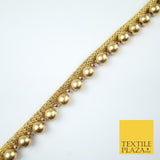 Full Matt Gold Large 1cm Pearl Beaded Ribbon Trim Border Lace - 1.5cm Wide X588