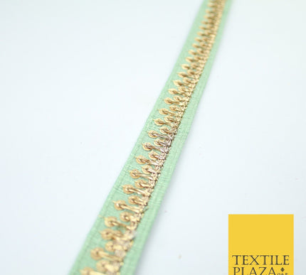 2 COLOURS Gold Sequin Skyline Zari Slubbed Raw Silk Trim Border Lace - 2cm Wide