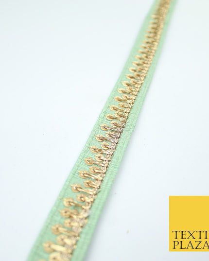 2 COLOURS Gold Sequin Skyline Zari Slubbed Raw Silk Trim Border Lace - 2cm Wide