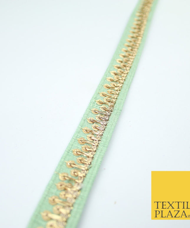 2 COLOURS Gold Sequin Skyline Zari Slubbed Raw Silk Trim Border Lace - 2cm Wide