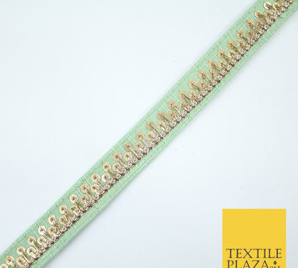 2 COLOURS Gold Sequin Skyline Zari Slubbed Raw Silk Trim Border Lace - 2cm Wide