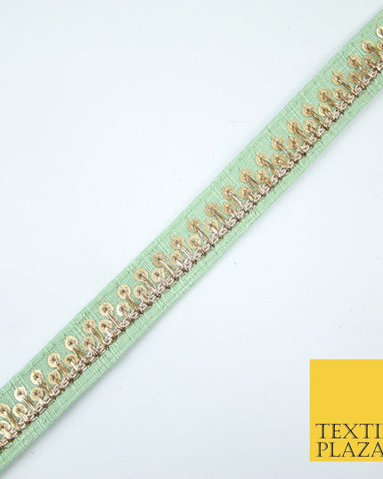 2 COLOURS Gold Sequin Skyline Zari Slubbed Raw Silk Trim Border Lace - 2cm Wide