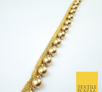 Full Matt Gold Large 1cm Pearl Beaded Ribbon Trim Border Lace - 1.5cm Wide X588