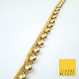 Full Matt Gold Large 1cm Pearl Beaded Ribbon Trim Border Lace - 1.5cm Wide X588