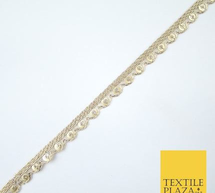 Slim Mini Swag Scalloped Fine Sequin Organza Ribbon Trim Border Lace - 1cm Wide