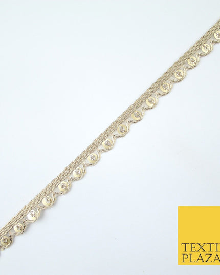 Slim Mini Swag Scalloped Fine Sequin Organza Ribbon Trim Border Lace - 1cm Wide