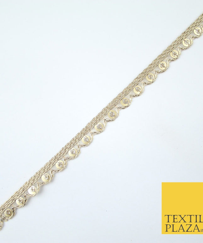 Slim Mini Swag Scalloped Fine Sequin Organza Ribbon Trim Border Lace - 1cm Wide