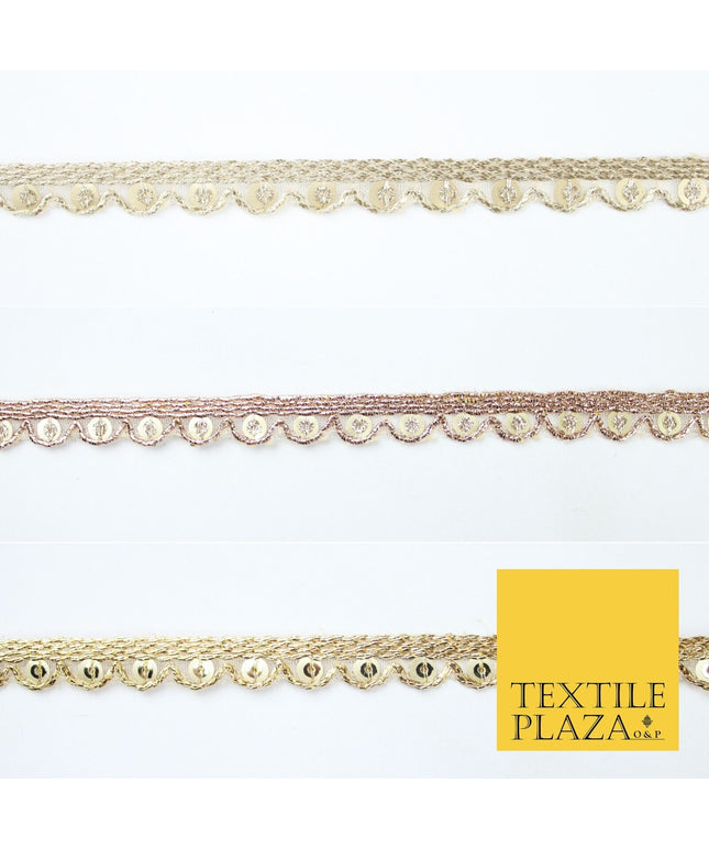 Slim Mini Swag Scalloped Fine Sequin Organza Ribbon Trim Border Lace - 1cm Wide