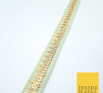2 COLOURS Gold Sequin Skyline Zari Slubbed Raw Silk Trim Border Lace - 2cm Wide