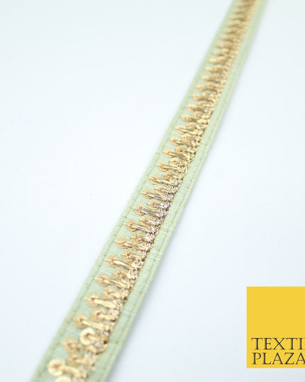 2 COLOURS Gold Sequin Skyline Zari Slubbed Raw Silk Trim Border Lace - 2cm Wide