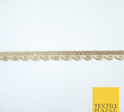 Slim Mini Swag Scalloped Fine Sequin Organza Ribbon Trim Border Lace - 1cm Wide