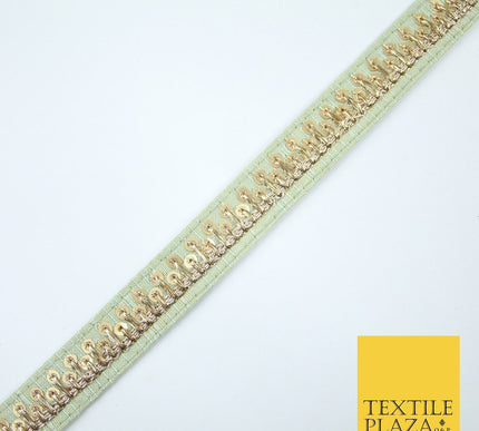 2 COLOURS Gold Sequin Skyline Zari Slubbed Raw Silk Trim Border Lace - 2cm Wide