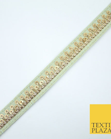 2 COLOURS Gold Sequin Skyline Zari Slubbed Raw Silk Trim Border Lace - 2cm Wide