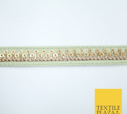 2 COLOURS Gold Sequin Skyline Zari Slubbed Raw Silk Trim Border Lace - 2cm Wide