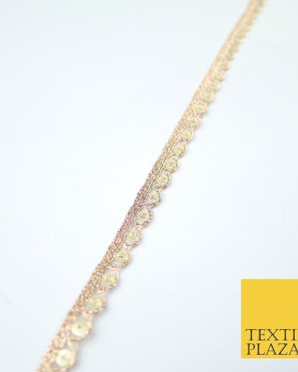 Slim Mini Swag Scalloped Fine Sequin Organza Ribbon Trim Border Lace - 1cm Wide