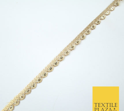 Slim Mini Swag Scalloped Fine Sequin Organza Ribbon Trim Border Lace - 1cm Wide