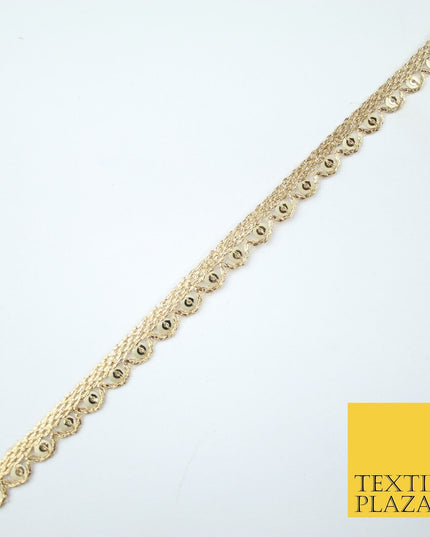 Slim Mini Swag Scalloped Fine Sequin Organza Ribbon Trim Border Lace - 1cm Wide