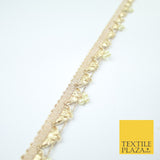 Gold Gota Patti Pearl Trio Clusters Ribbon Trim Border Lace - 2.5cm Wide - X606