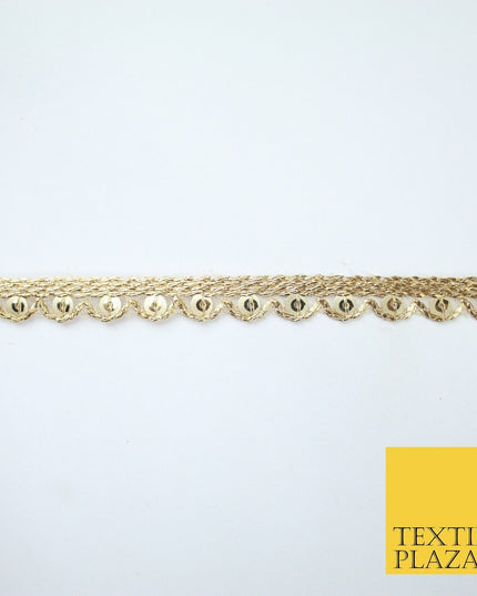 Slim Mini Swag Scalloped Fine Sequin Organza Ribbon Trim Border Lace - 1cm Wide