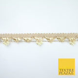 Gold Gota Patti Pearl Trio Clusters Ribbon Trim Border Lace - 2.5cm Wide - X606