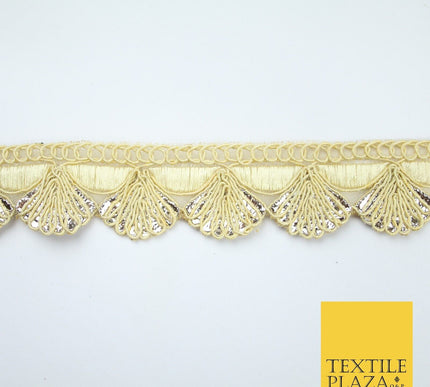5 COLOURS - Fancy Swag Fan Seashell Scalloped Foil Trim Border Lace - 2.5cm Wide