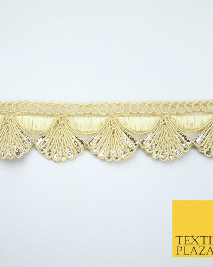 5 COLOURS - Fancy Swag Fan Seashell Scalloped Foil Trim Border Lace - 2.5cm Wide