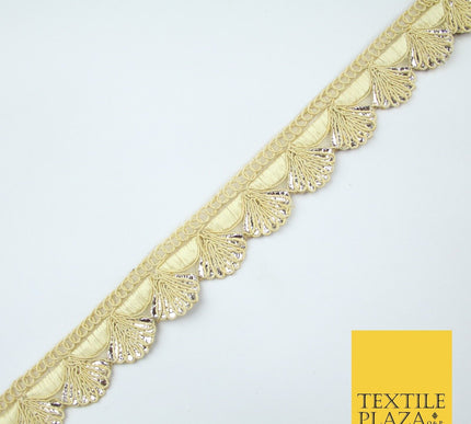 5 COLOURS - Fancy Swag Fan Seashell Scalloped Foil Trim Border Lace - 2.5cm Wide