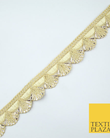 5 COLOURS - Fancy Swag Fan Seashell Scalloped Foil Trim Border Lace - 2.5cm Wide