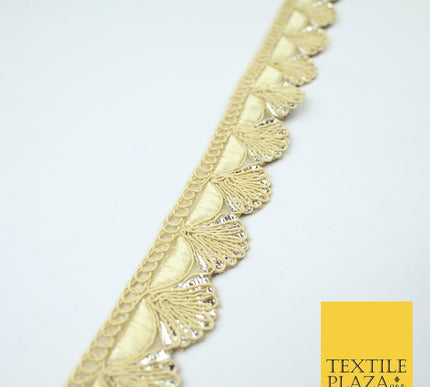 5 COLOURS - Fancy Swag Fan Seashell Scalloped Foil Trim Border Lace - 2.5cm Wide