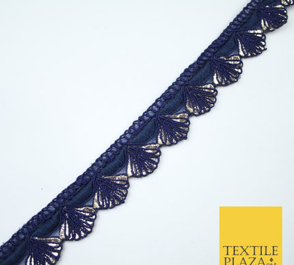 5 COLOURS - Fancy Swag Fan Seashell Scalloped Foil Trim Border Lace - 2.5cm Wide