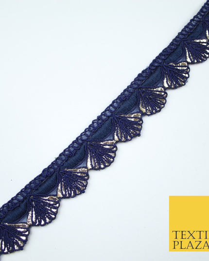 5 COLOURS - Fancy Swag Fan Seashell Scalloped Foil Trim Border Lace - 2.5cm Wide
