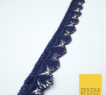 5 COLOURS - Fancy Swag Fan Seashell Scalloped Foil Trim Border Lace - 2.5cm Wide