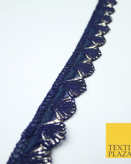 5 COLOURS - Fancy Swag Fan Seashell Scalloped Foil Trim Border Lace - 2.5cm Wide