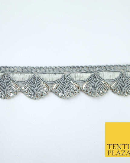 5 COLOURS - Fancy Swag Fan Seashell Scalloped Foil Trim Border Lace - 2.5cm Wide