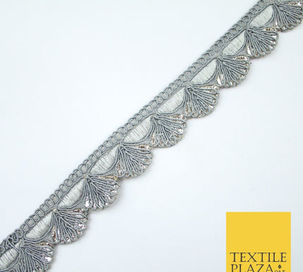 5 COLOURS - Fancy Swag Fan Seashell Scalloped Foil Trim Border Lace - 2.5cm Wide