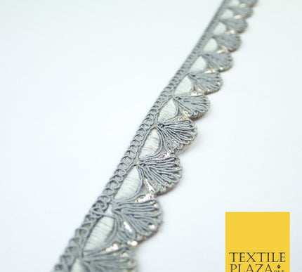 5 COLOURS - Fancy Swag Fan Seashell Scalloped Foil Trim Border Lace - 2.5cm Wide