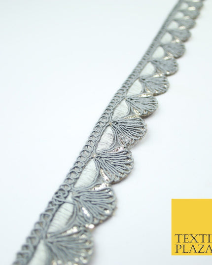 5 COLOURS - Fancy Swag Fan Seashell Scalloped Foil Trim Border Lace - 2.5cm Wide