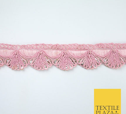 5 COLOURS - Fancy Swag Fan Seashell Scalloped Foil Trim Border Lace - 2.5cm Wide