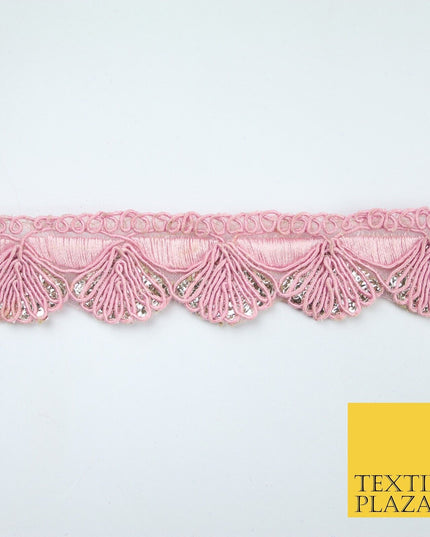 5 COLOURS - Fancy Swag Fan Seashell Scalloped Foil Trim Border Lace - 2.5cm Wide