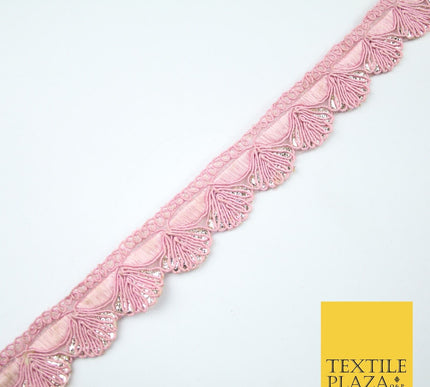 5 COLOURS - Fancy Swag Fan Seashell Scalloped Foil Trim Border Lace - 2.5cm Wide