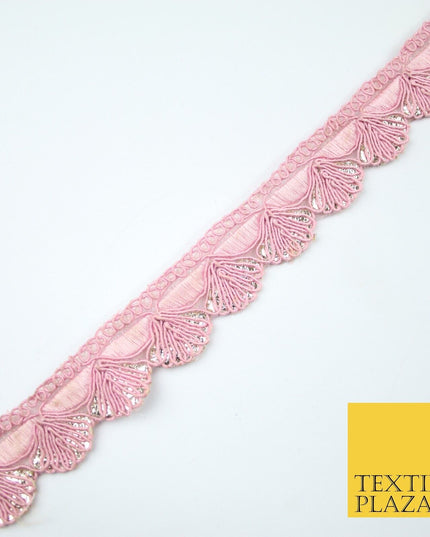 5 COLOURS - Fancy Swag Fan Seashell Scalloped Foil Trim Border Lace - 2.5cm Wide