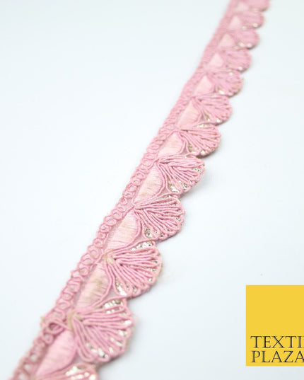 5 COLOURS - Fancy Swag Fan Seashell Scalloped Foil Trim Border Lace - 2.5cm Wide