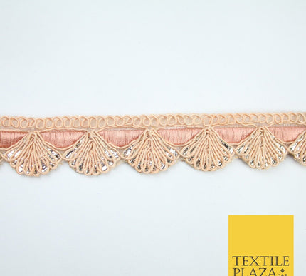 5 COLOURS - Fancy Swag Fan Seashell Scalloped Foil Trim Border Lace - 2.5cm Wide