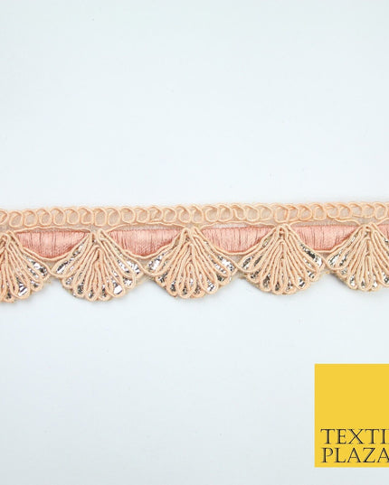 5 COLOURS - Fancy Swag Fan Seashell Scalloped Foil Trim Border Lace - 2.5cm Wide